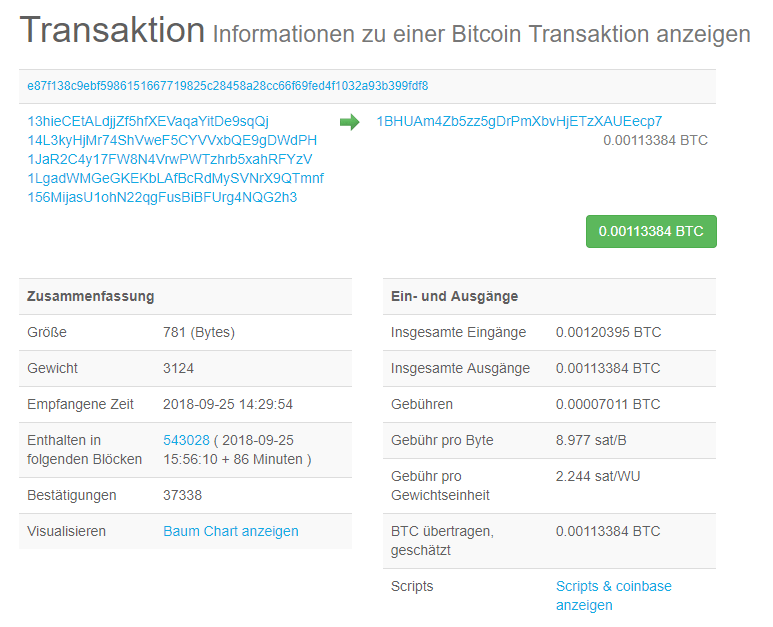 Transaktion auf der Blockchain